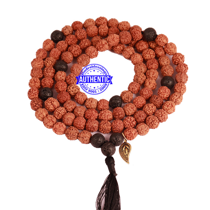 Lava Stone + Rudraksha Mala with Belpatra accessory - 3