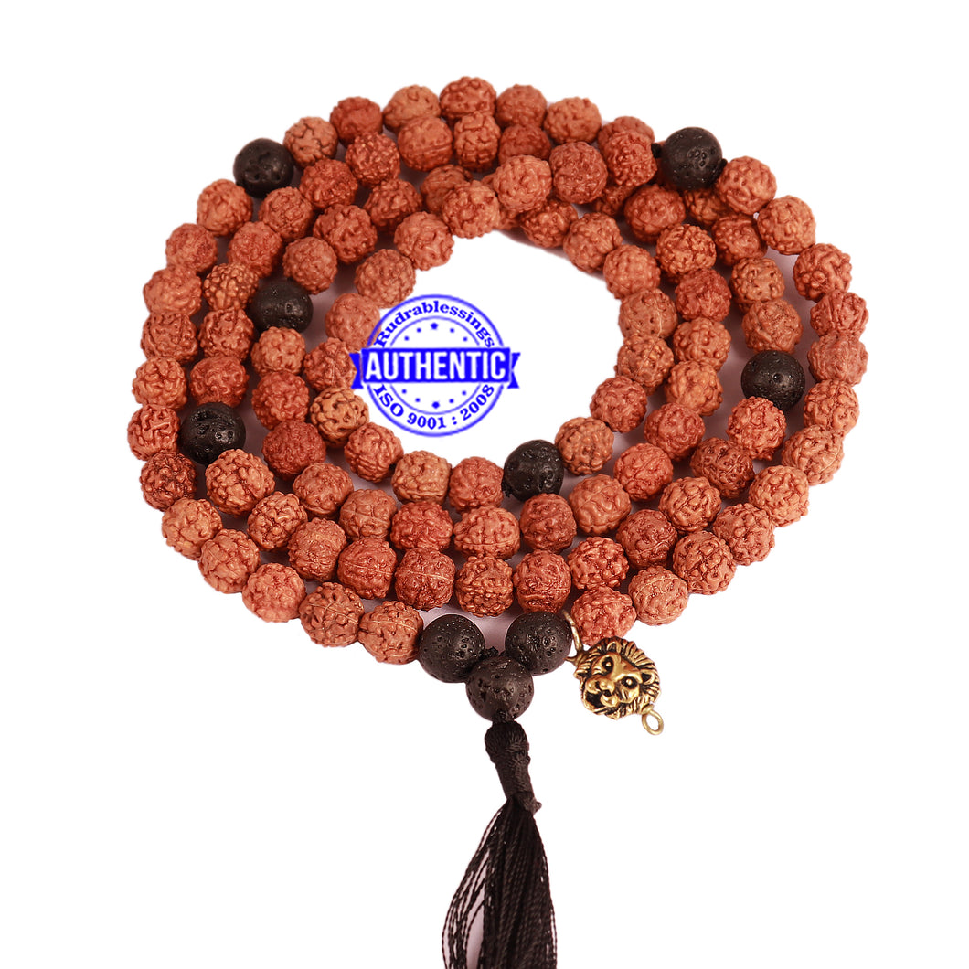 Lava Stone + Rudraksha Mala with Lion accessory - 3