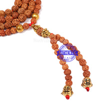 Load image into Gallery viewer, 5 Mukhi Exclusive designer Rudraksha Mala with Laughing Buddha pendant
