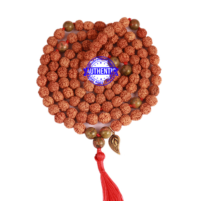 Unakite Stone + Rudraksha Mala with Belpatra accessory - 3
