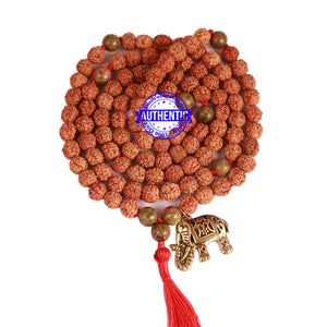 Unakite Stone + Rudraksha Mala with Elephant accessory - 3