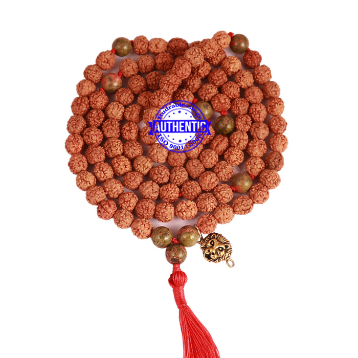 Unakite Stone + Rudraksha Mala with Lion accessory - 3