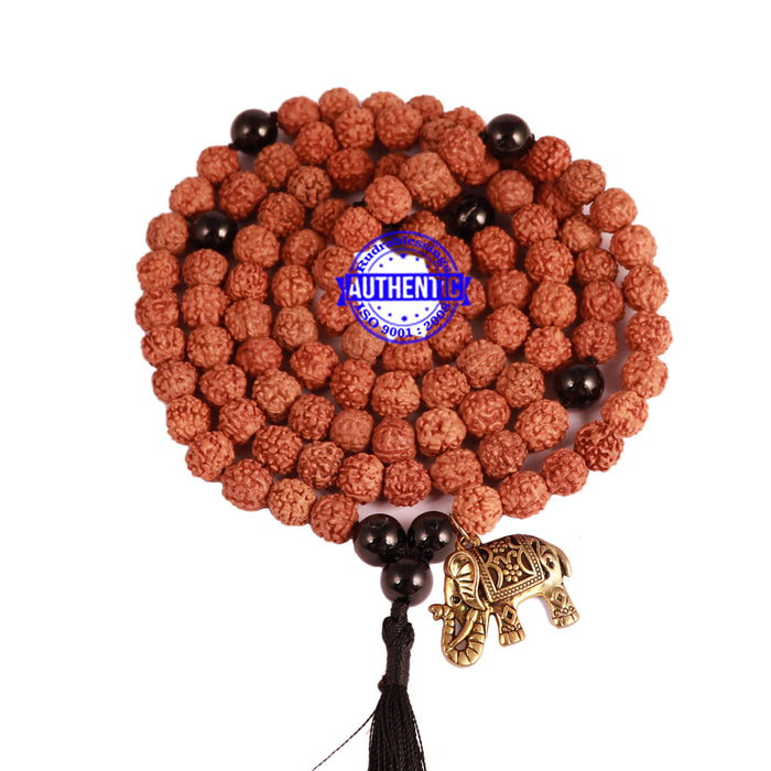 Black Tourmaline + Rudraksha Mala with Elephant accessory - 2