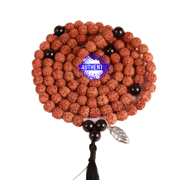 Black Tourmaline + Rudraksha Mala with Leaf accessory - 2