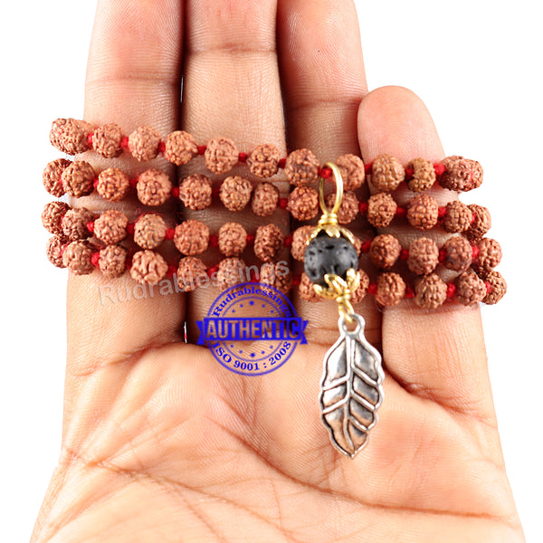 5 Mukhi Exclusive designs Rudraksha Mala with semi precious stones and accessory - 4