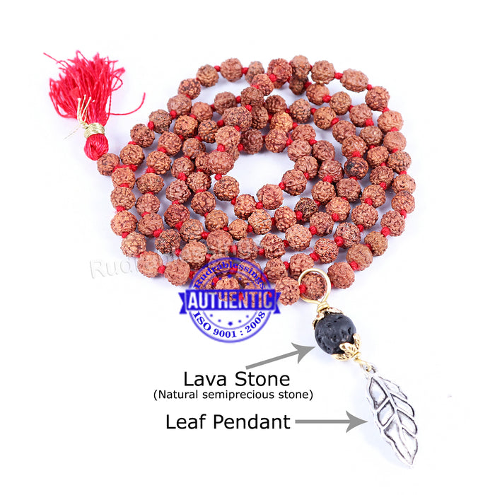5 Mukhi Exclusive designs Rudraksha Mala with semi precious stones and accessory - 4
