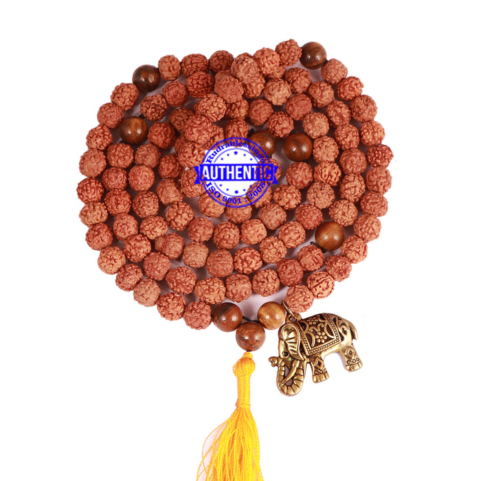 Tiger Eye Stone + Rudraksha Mala with Elephant accessory - 4