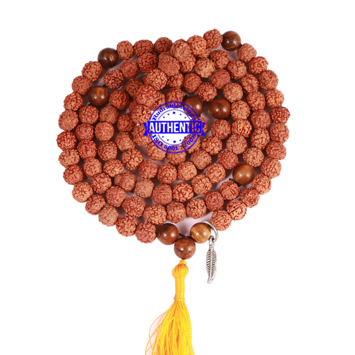 Tiger Eye Stone + Rudraksha Mala with Feather accessory - 4