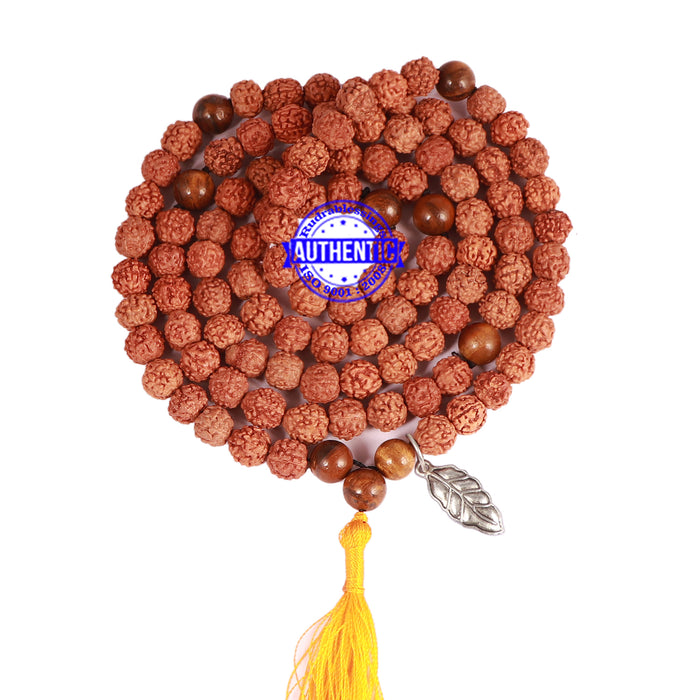 Tiger Eye Stone + Rudraksha Mala with Leaf accessory - 4