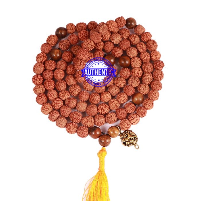 Tiger Eye Stone + Rudraksha Mala with Lion accessory - 4