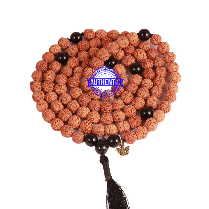 Black Onyx + Rudraksha Mala with Butterfly accessory - 2