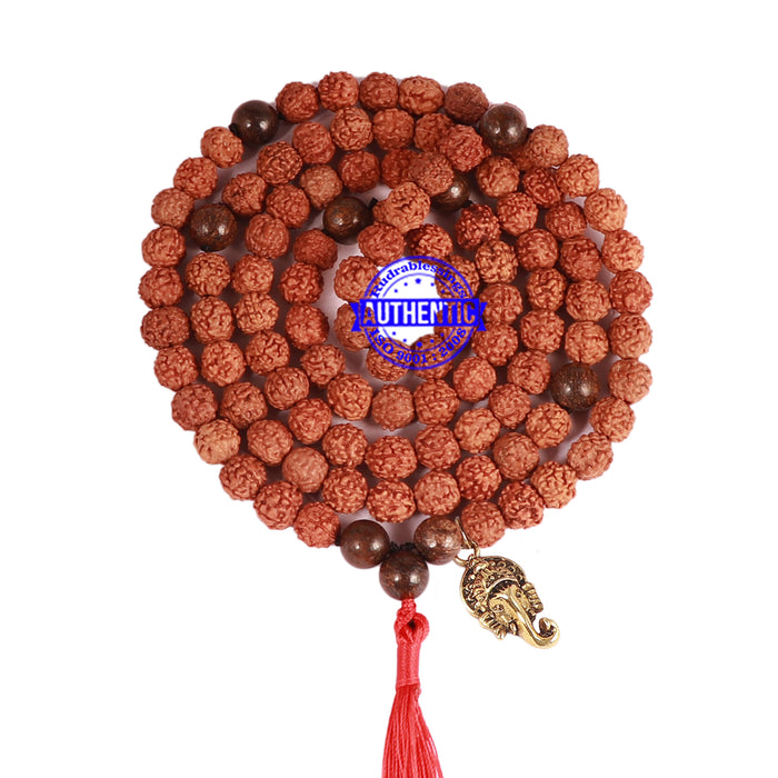 Bronzite Stone + Rudraksha Mala with Ganesha accessory - 3