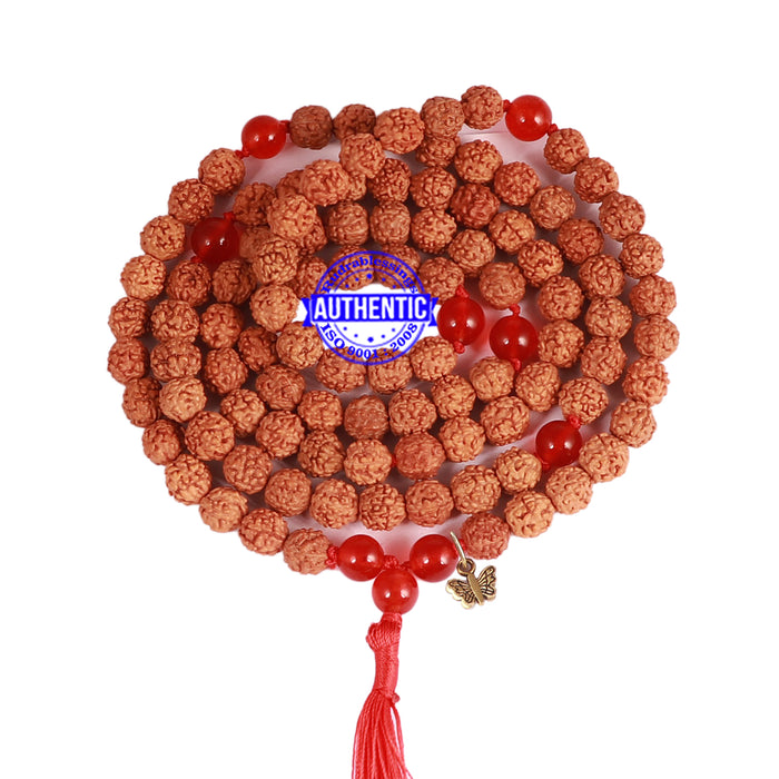 Red Onyx + Rudraksha Mala with Butterfly accessory - 1
