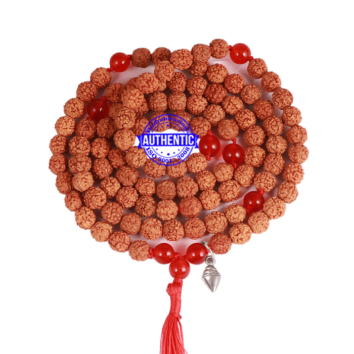Red Onyx + Rudraksha Mala with Shankh accessory - 1