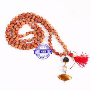 5 Mukhi Exclusive designs Rudraksha Mala with semi precious stones and accessory - 9