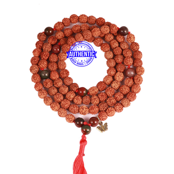 Bloodstone + Rudraksha Mala with Butterfly accessory - 1