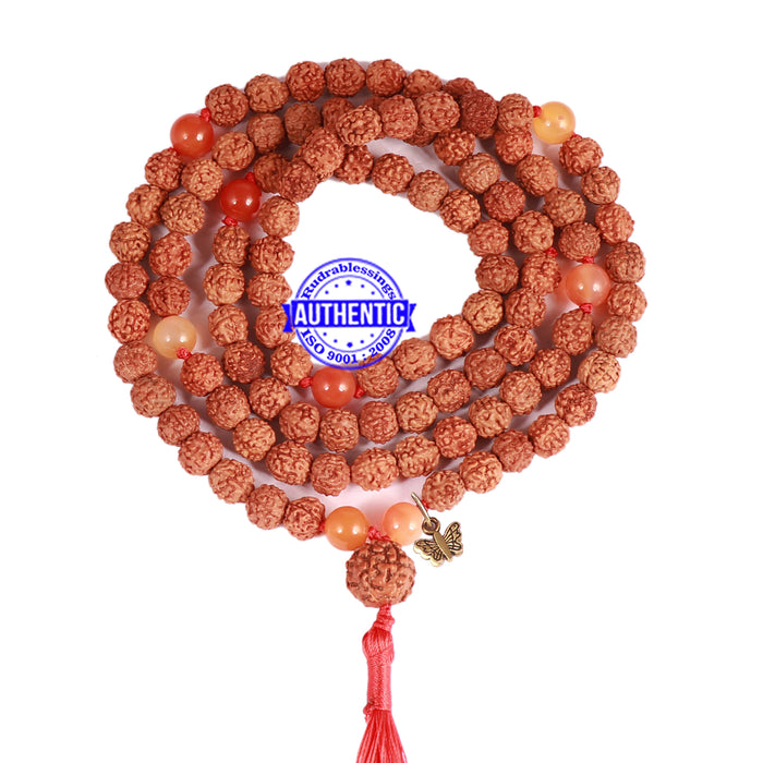 Carnelian + Rudraksha Mala with Butterfly accessory - 1