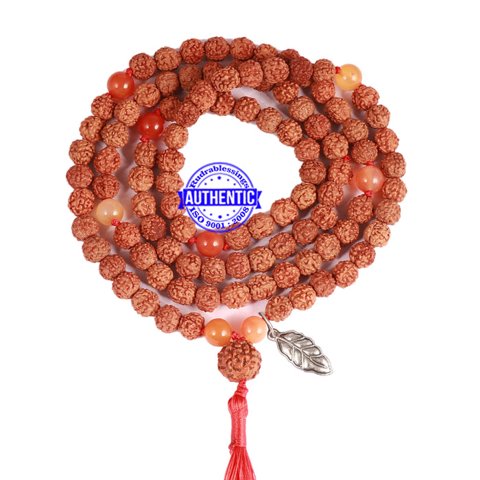 Carnelian + Rudraksha Mala with Leaf accessory - 1