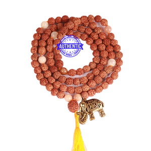 Moonstone Stone + Rudraksha Mala with Elephant accessory - 2