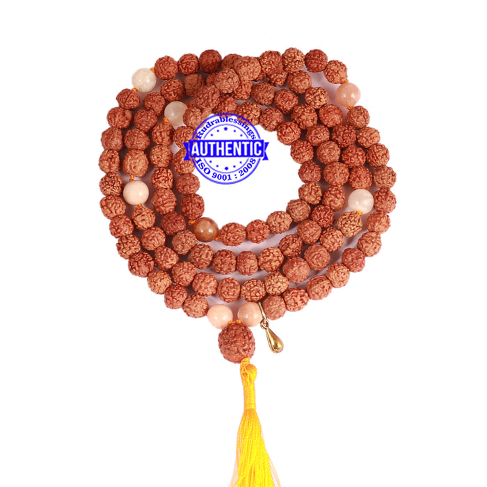 Moonstone Stone + Rudraksha Mala with Gada accessory - 2