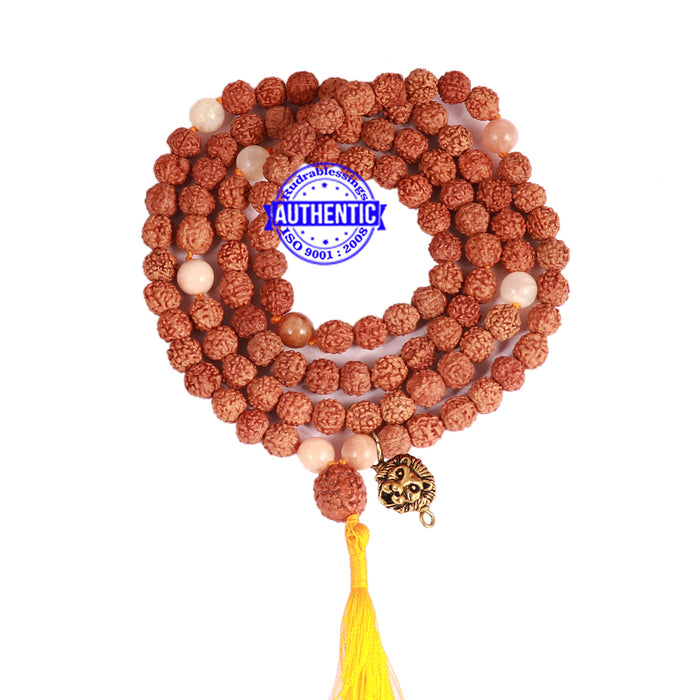 Moonstone Stone + Rudraksha Mala with Lion accessory - 2