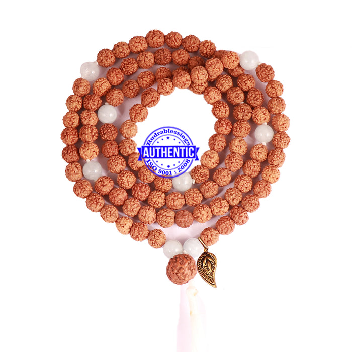 Aquamarine + Rudraksha Mala with Belpatra accessory - 1