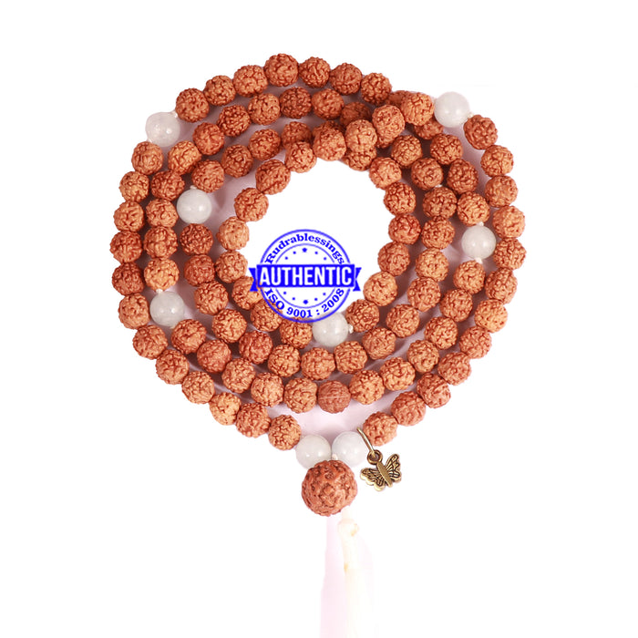 Aquamarine + Rudraksha Mala with Butterfly accessory - 1