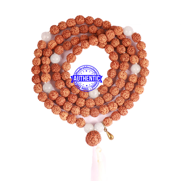 Aquamarine + Rudraksha Mala with Gada accessory - 1