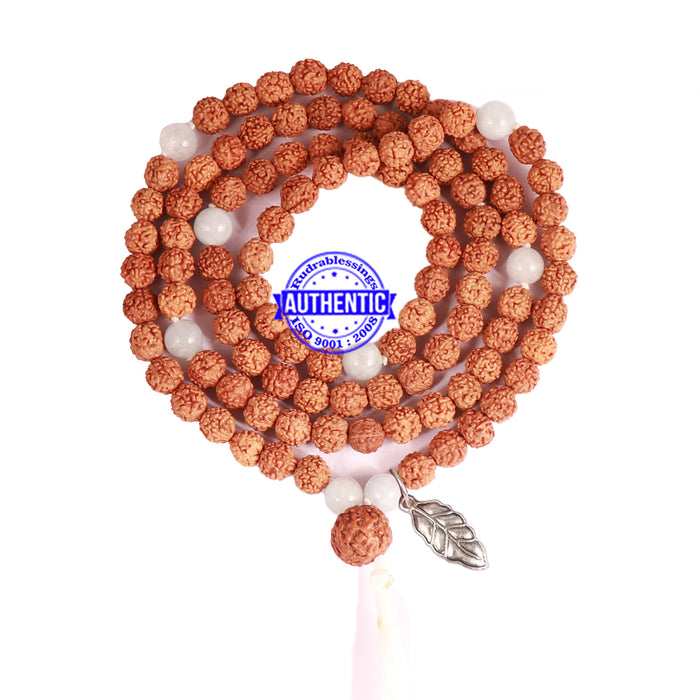 Aquamarine + Rudraksha Mala with Leaf accessory - 1