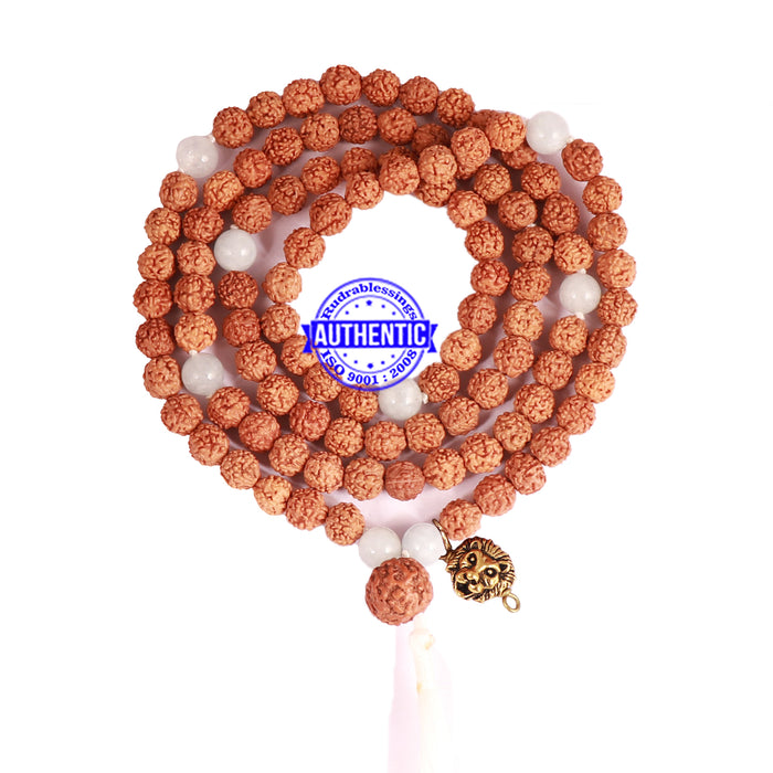 Aquamarine + Rudraksha Mala with Lion accessory - 1