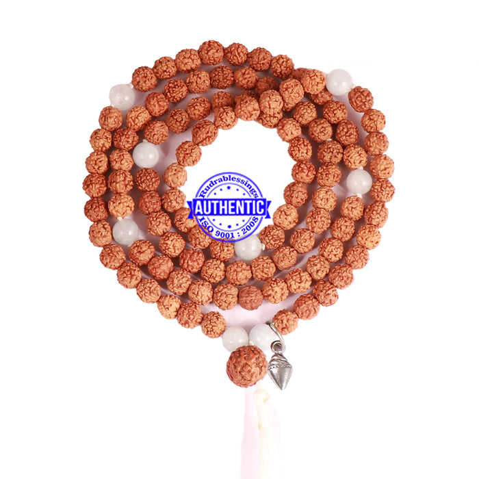 Aquamarine + Rudraksha Mala with Shankh accessory - 1