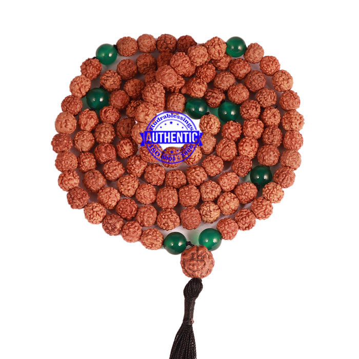 Green Onyx + Rudraksha Mala - 1