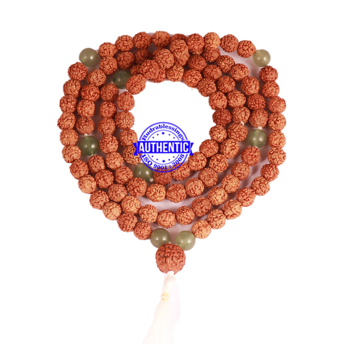 Green Aventurine + Rudraksha Mala - 1