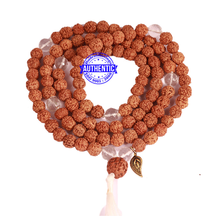 Sphatik (Rock Crystal) + Rudraksha Mala with Belpatra accessory - 3