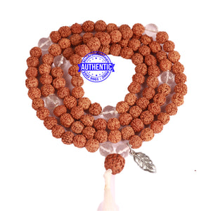 Sphatik (Rock Crystal) + Rudraksha Mala with Leaf accessory - 3