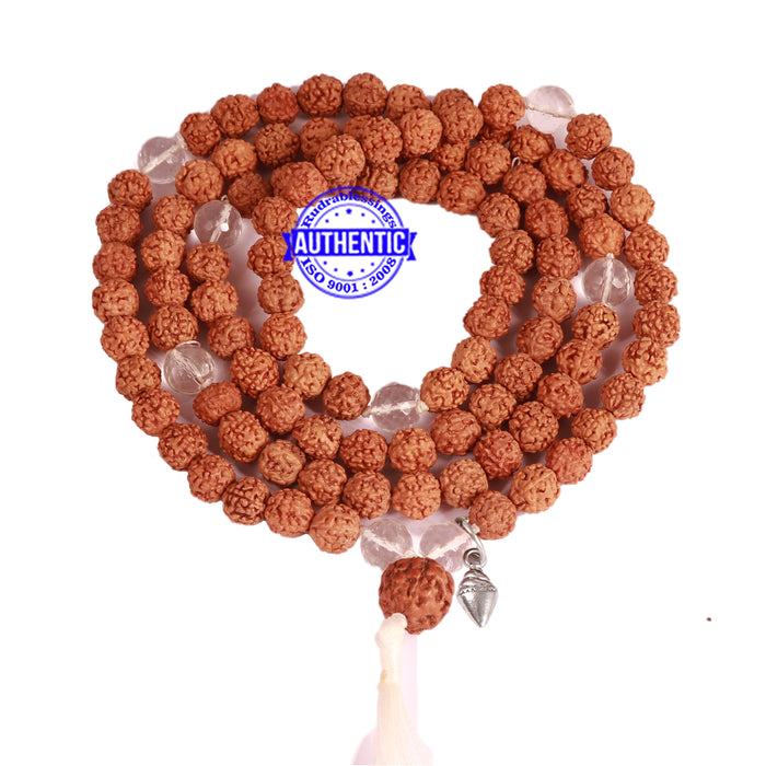 Sphatik (Rock Crystal) + Rudraksha Mala with Shankh accessory - 3