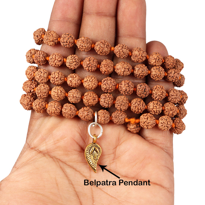5 mukhi Rudraksha mala with Lucky Charm Belpatra Pendant