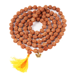 5 mukhi Rudraksha mala with Lucky Charm Butterfly Pendant