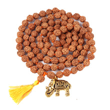 Load image into Gallery viewer, 5 mukhi Rudraksha mala with Lucky Charm Elephant Pendant - 1

