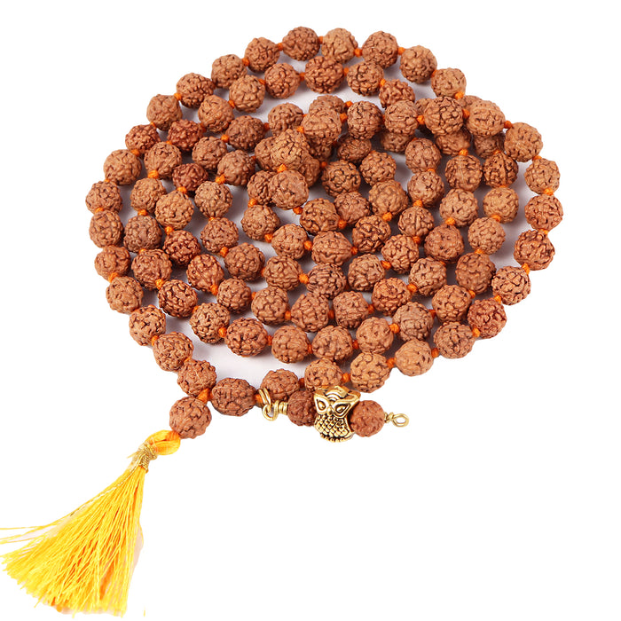 5 mukhi Rudraksha mala with Lucky Charm Owl Pendant