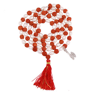 Rudraksha Pearl (Moti) Mala with Lucky Charm Axe Pendant