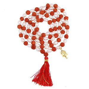 Rudraksha Pearl (Moti) Mala with Lucky Charm Lord Buddha Pendant
