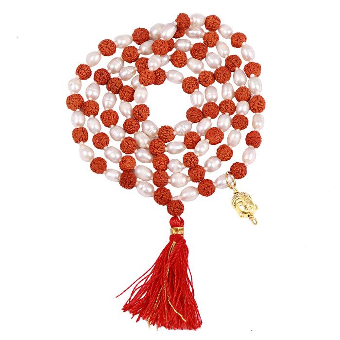 Rudraksha Pearl (Moti) Mala with Lucky Charm Lord Buddha Pendant