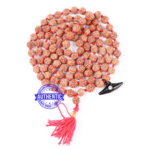 Load image into Gallery viewer, 5 mukhi Rudraksha mala with Lucky Charm Nazar Pendant

