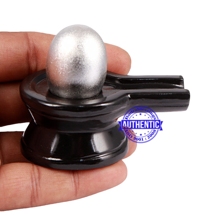 Parad Shivlinga with Black Agate Jalhari