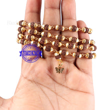 Load image into Gallery viewer, 5 Mukhi Rudraksha Mala in gold plated caps with Butterfly Pendant

