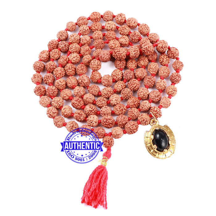 5 mukhi Rudraksha mala with Lucky Charm Evil Eye Pendant