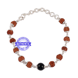 Black Onyx Rudraksha Bracelet (Pure Silver)
