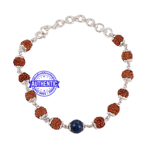 Lapis Lazuli Rudraksha Bracelet (Pure Silver)