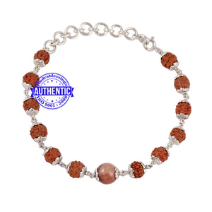 Moonstone Rudraksha Bracelet (Pure Silver)